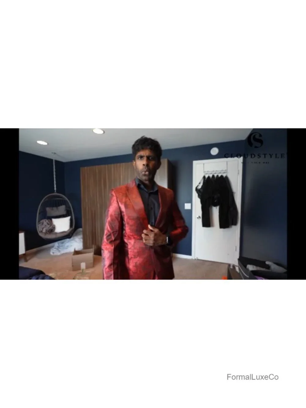 Men's 2 Piece Paisley Dress Suit Set One Button Wedding Blazer Pants
